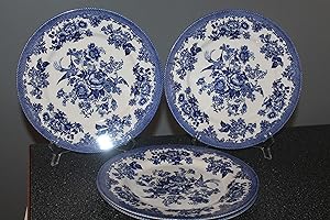 Royal Stafford Asiatic Pheasant Dark Blue 11' Dinner Plates SET/4