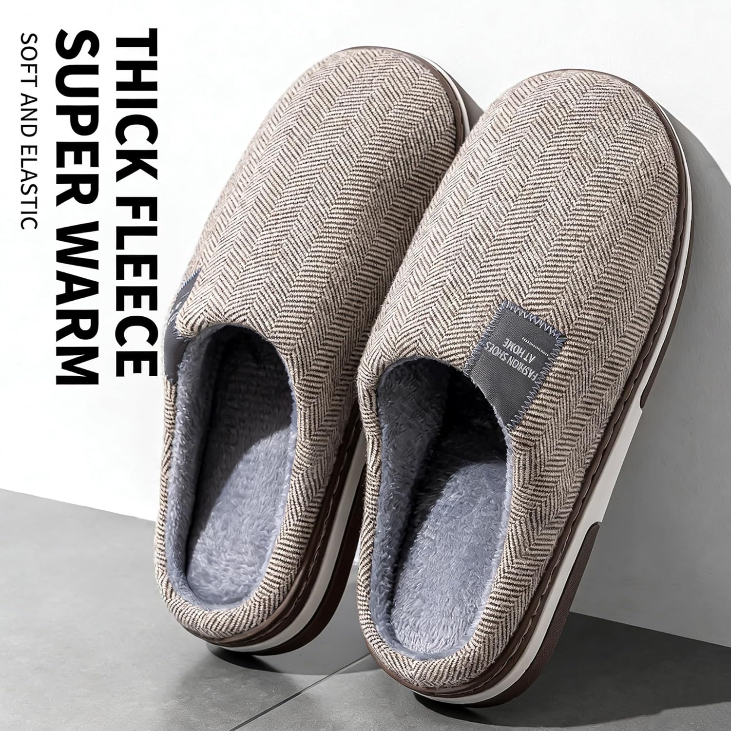 ASHALI Men's & Women's Memory Foam Slippers - Soft Plush Knitted Cotton Indoor Outdoor House Shoes with Non-Slip Sole, Machine Washable, Warm Comfort for Home, Bedroom, Patio Use - Image 2