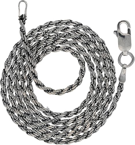 Miniatura 5 de Collar de cadena de plata de ley con corte de diamante de 0.079 pulgadas (longitud 14, 16, 18, 20, 22, 24, 26, 28, 30, 32, 34, 36 pulgadas)