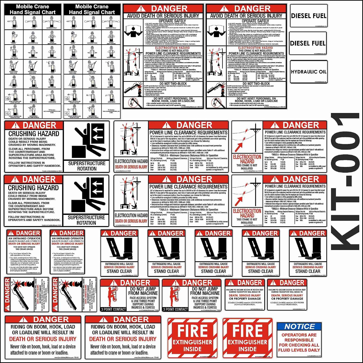 Boom Truck Safety Sticker Kit