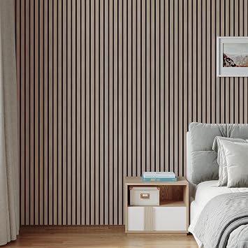 4pcs x 94.5" x 12.6" x 0.8" Acoustic Slat Wall Panels for Interior Wall Decor Walnut Wall Slat4 Pack/33.07 sq.ft