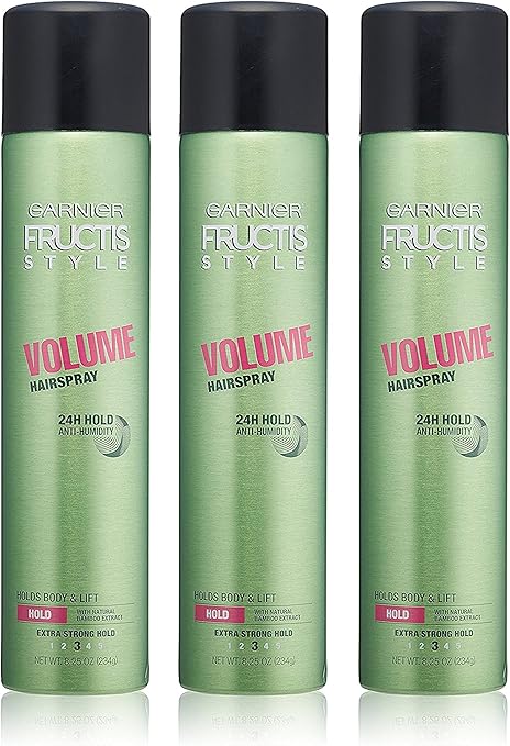 Amazon Garnier Fructisスタイル ボリュームヘアスプレー 24hホールドアンチ湿度 エクストラストロングホールド 3 ネット重量 8 25オズ 234 G パーできます 3缶パック パッケージ デザインが異なります ヘアスプレー 通販