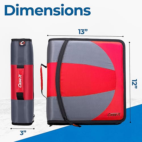 Miniatura 6 de Case-it - Carpeta doble con cremallera 2 en 1, dos anillos en D de 1.5 pulgadas, incluye bolsa para lápices, múltiples bolsillos, capacidad de 600