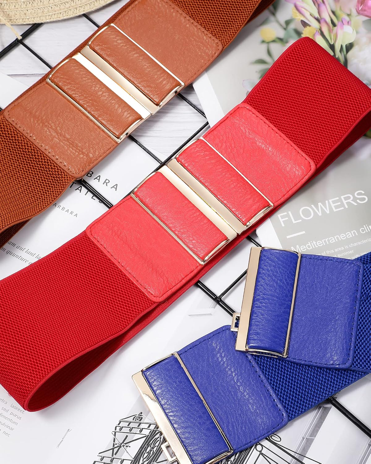 SATINIOR 6 Pieces Women Wide Belt Elastic Cinch Waistband Stretchy Dress Waist Belt with buckle for Ladies, One Size - Image 7