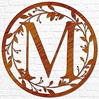 Vista 7 de Metal Circle Letter Monogram with Vines Wall Monogram Sign Couples Gift Letter Decor Vine Monogram Wedding Gift Metal Sign