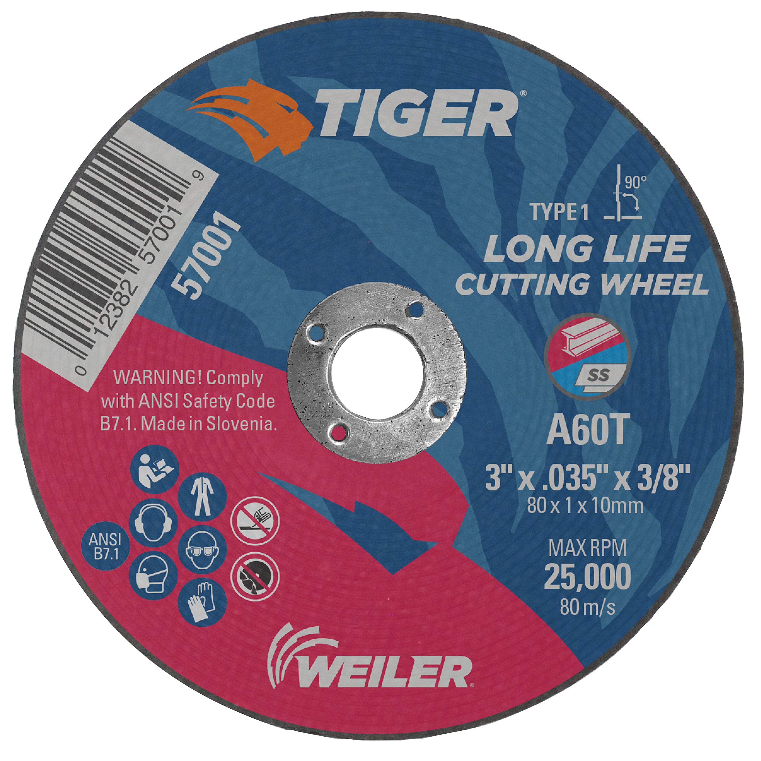 Buy Weiler 57001 3" x 0.035" Tiger Type 1 Thin Cutting Wheel, A60T, 3/8