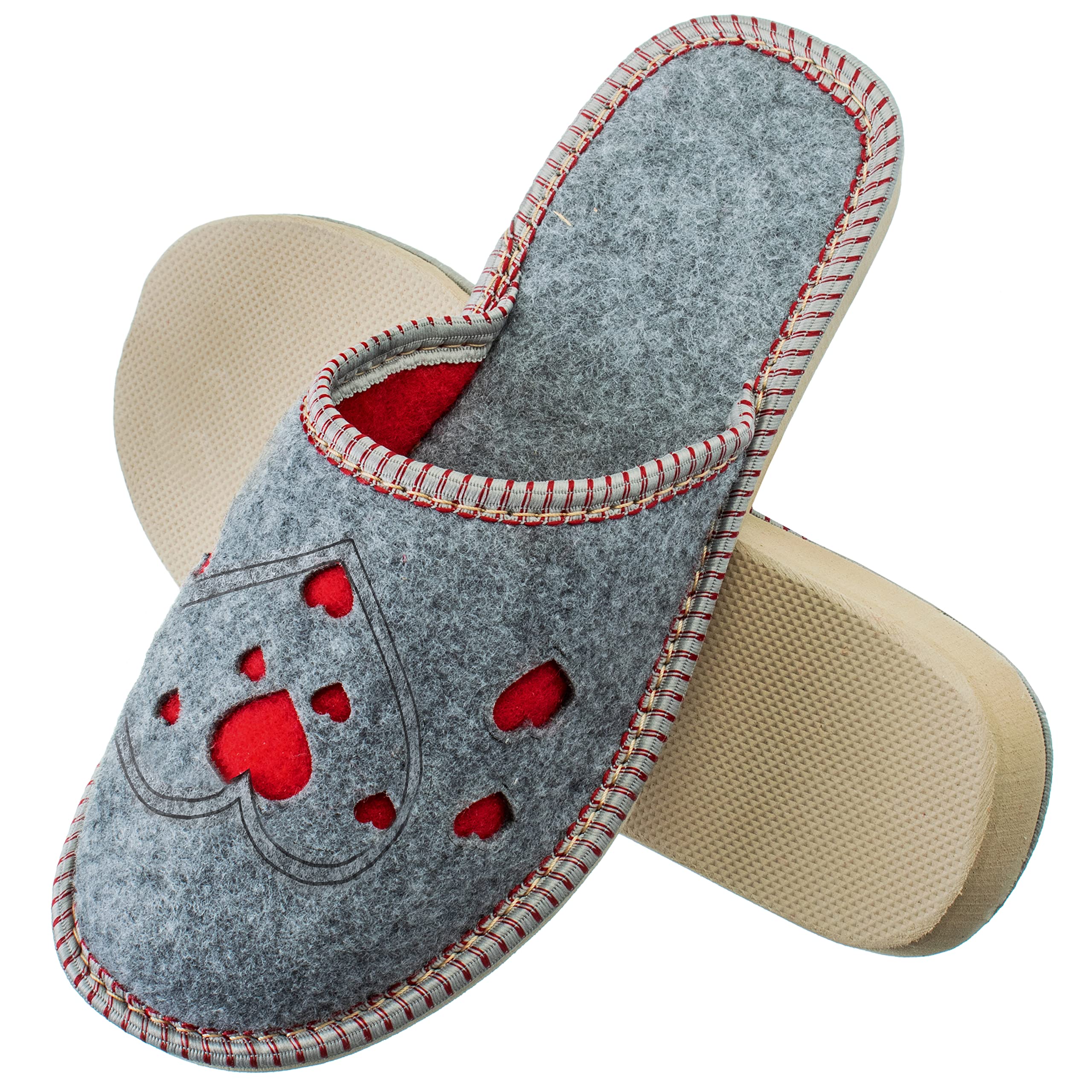 ESTRO Pantoufles Femme Chausson Chaud - Chausson Feutre Femme Mules Feutre avec Semelle Antiderapante F03