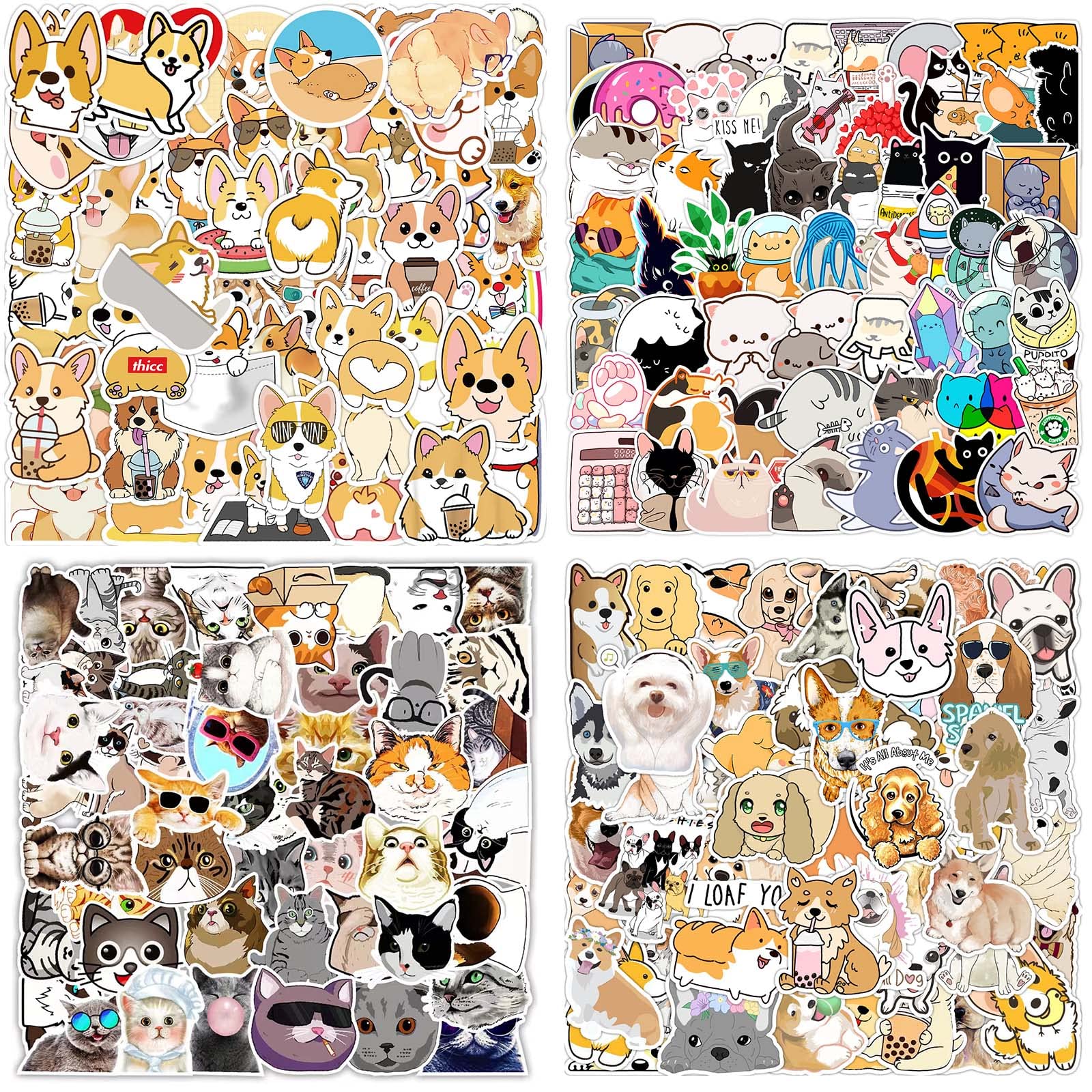 200 Pcs Dog Stickers, Aniimal Sticker for Water Bottles, Cute Sticker for Teens or Kids, Waterproof Stickers for Water Bottles,Laptop,Phone,Skateboard