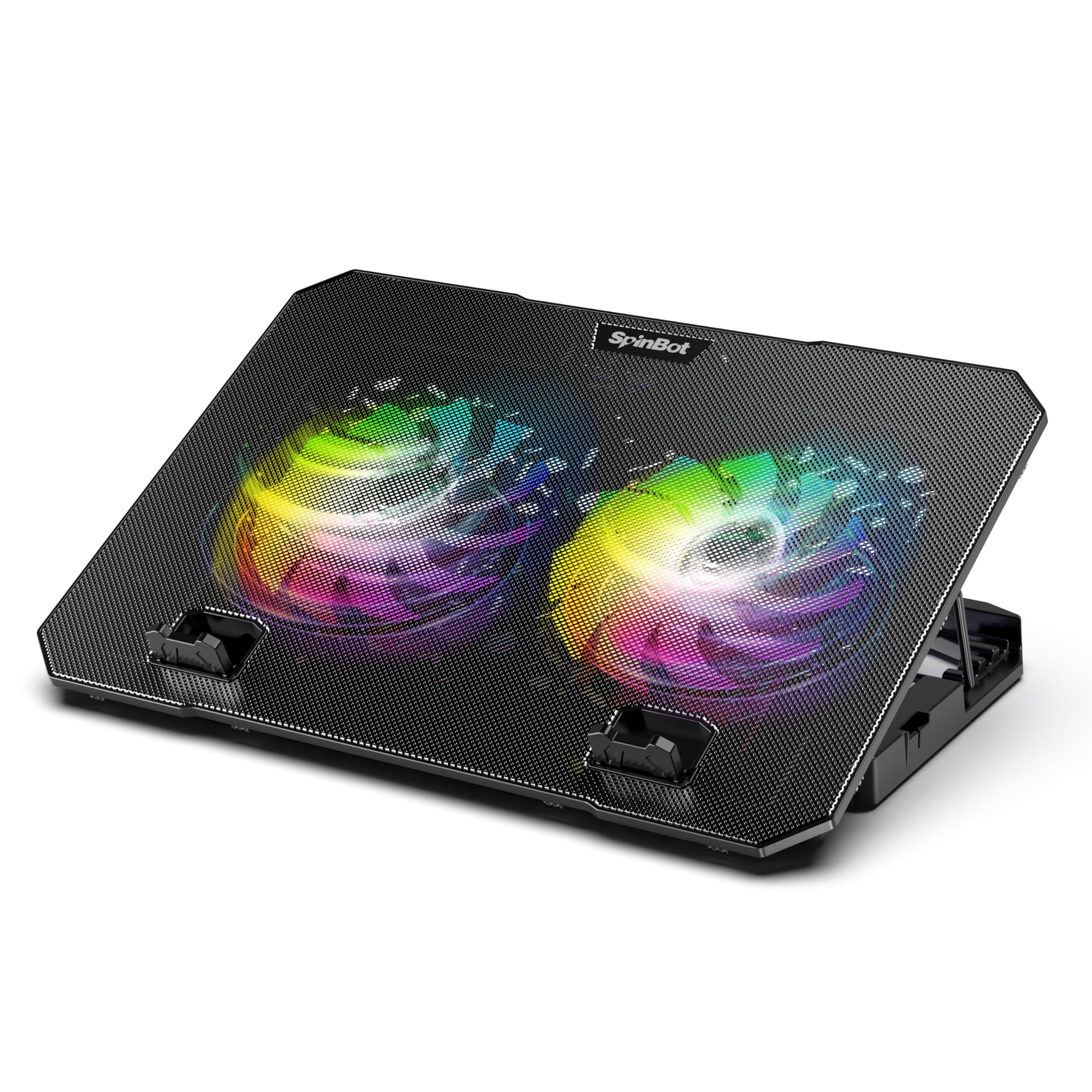 SpinBot Airflow X10 Laptop Cooling Pad with Dual Fans | Low Noise 30dB | 4-Level Adjustable Stand | 2 USB Ports with Speed Control | Cooling Stand for Gaming & Work Laptops up to 17"
