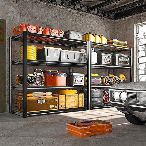 Miniatura 2 de REIBII Estantes de almacenamiento de 40 pulgadas de ancho, 2200 libras, estantería de metal resistente, estantes de metal ajustables, estante Negro