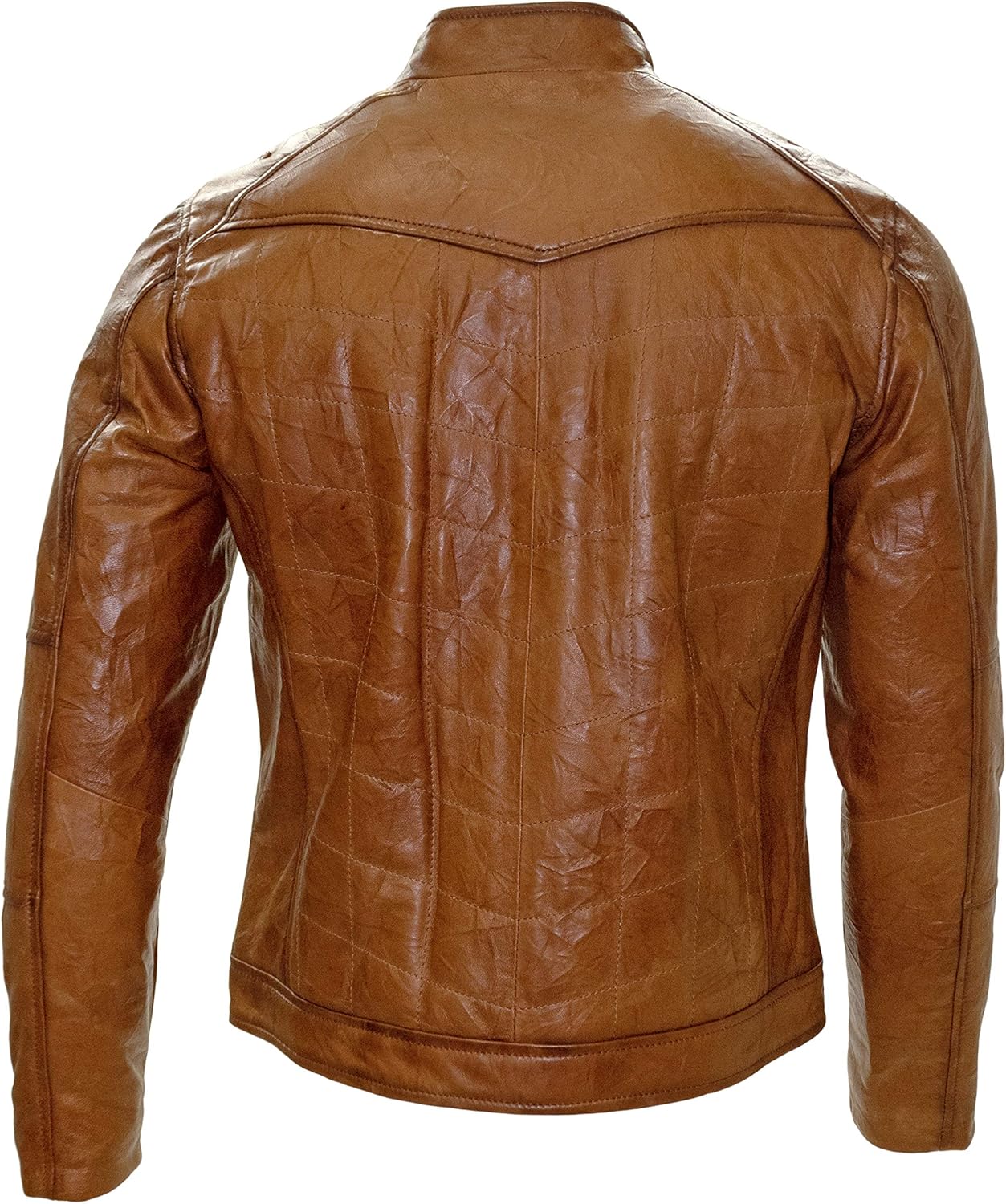 White Diamonds Men's Leather Jacket Color Honey Western Style Full Zipper - Image 3