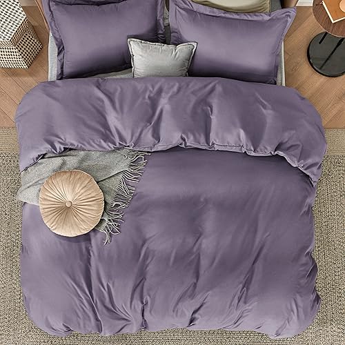 Vista 65 de Bedsure - Juego de funda de edredón de tamaño matrimonial, ropa de cama suave con doble cepillado, 1 funda de edredón (80 x 90 pulgadas) y 2 fundas