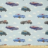 Vista 21 de Ambesonne The Yard, tela de mariquitas de The Yard, flores exóticas hibisco hawaiano follaje ilustración botánica flor de primavera, tela