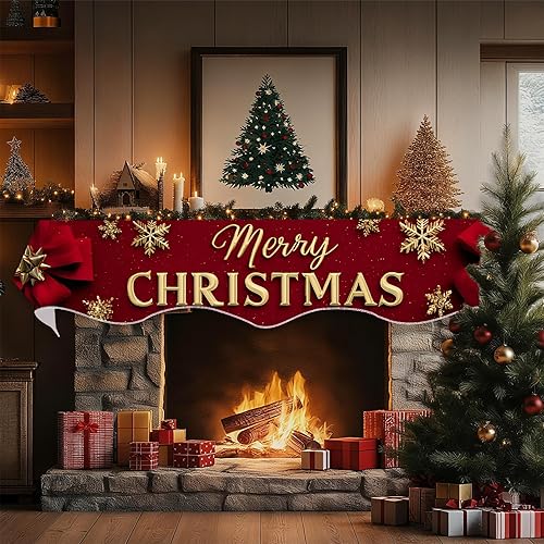 Miniatura 3 de Bufanda de Navidad para chimenea, cubierta decorativa para Navidad, invierno, mantel superior (nudo de flores de Navidad, 70 pulgadas de largo x 17