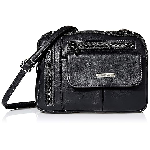 MultiSac Zippy Triple Compartment Crossbody Bag, Black (Vintage Nappa)