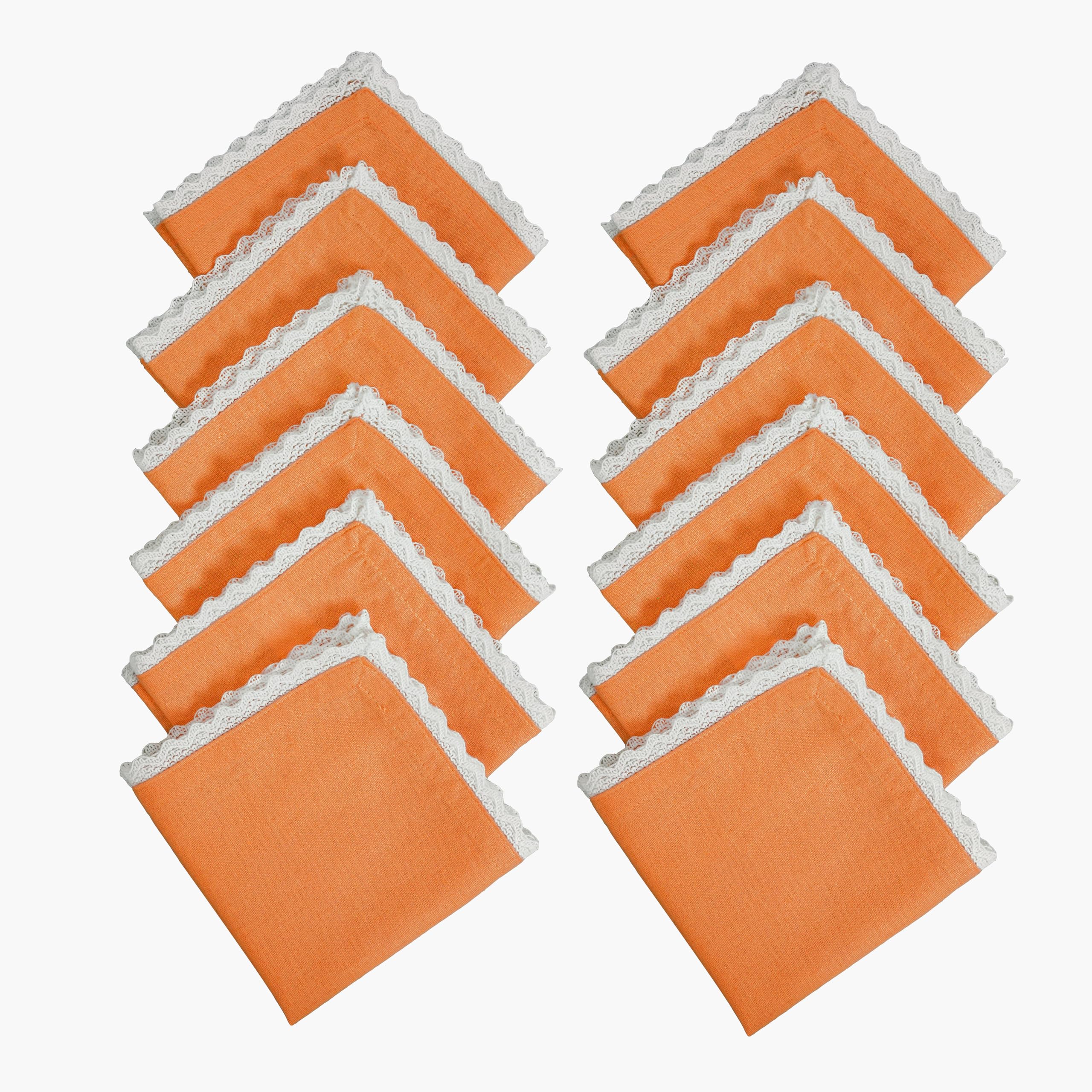 Fingercraft Dinner Cloth Napkin Cotton Linen Blend 12 Pack 12In Mitered Corners with Elegant Lace for Everyday Use Napkins Cloth are Pre Shrunk and Good Absorbency Rust - Image 3
