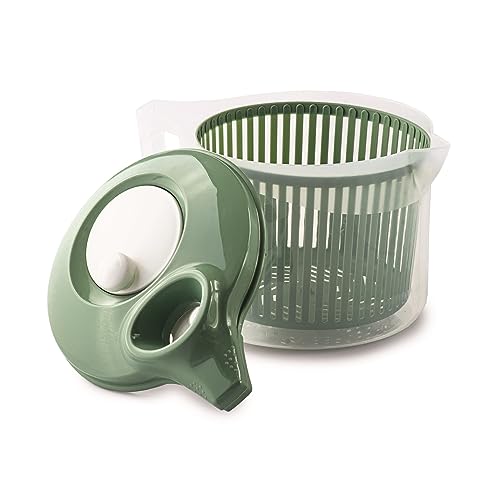 Snips Salad Spinner 3 L – Lettuce Dryer with Water Drainage from Lid, Ergonomic Button and Large Handle, Green, 19.5 x 26.5 x 19 cm – Made in Italy - Image 3