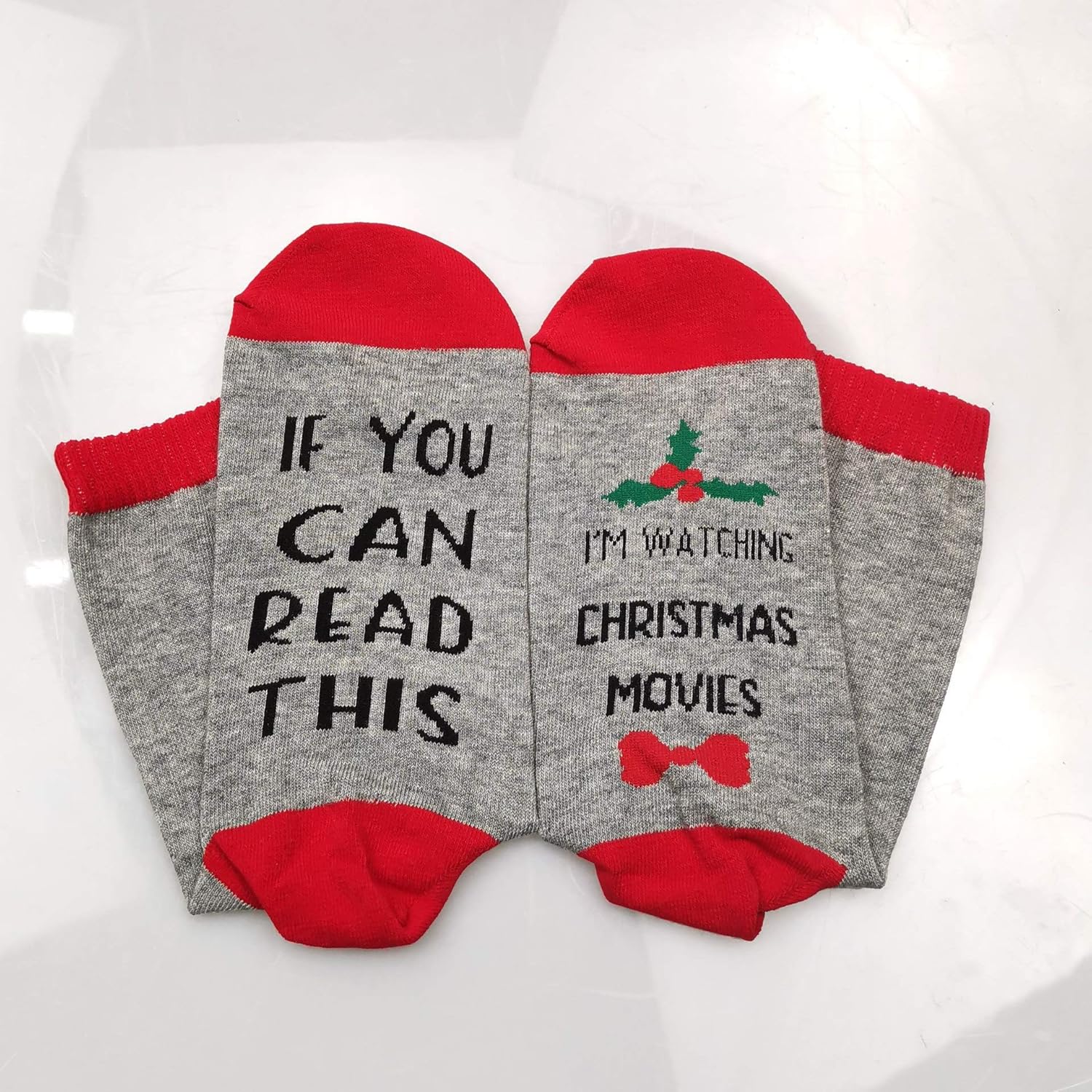 Personalized Christmas Stockings Socks Of Christmas If You Can Read This I'm Watch Christmas Socks Xmas Gift (US, Alpha, One Size, Regular, Regular, Grey) - Image 2