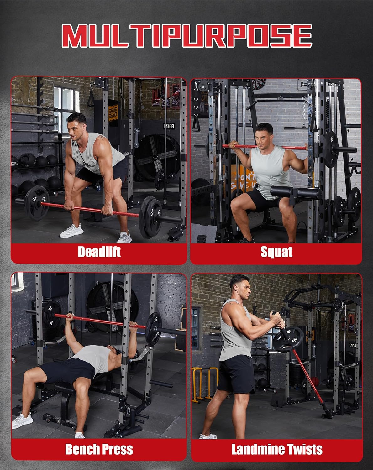 7 ft Barbell Bar, 44 lbs Weight Lifting Bar with 1500 Load Weight Capacity, Fits 2" Plates for Home Gym Powerlifting, Squat, Deadlift, Bench Press & Overhead Press, Red Black