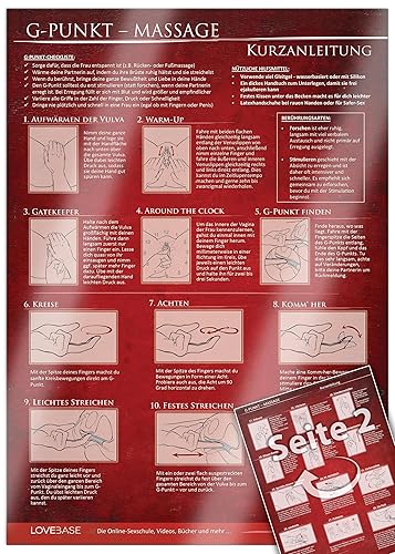 G-Punkt Massage Kurzanleitung (2023) - 23 Massage-Techniken für mehr Genuss beim Sex - Praktische Schnellübersicht und Spickzettel -: [DIN A4 - zweiseitig, laminiert]