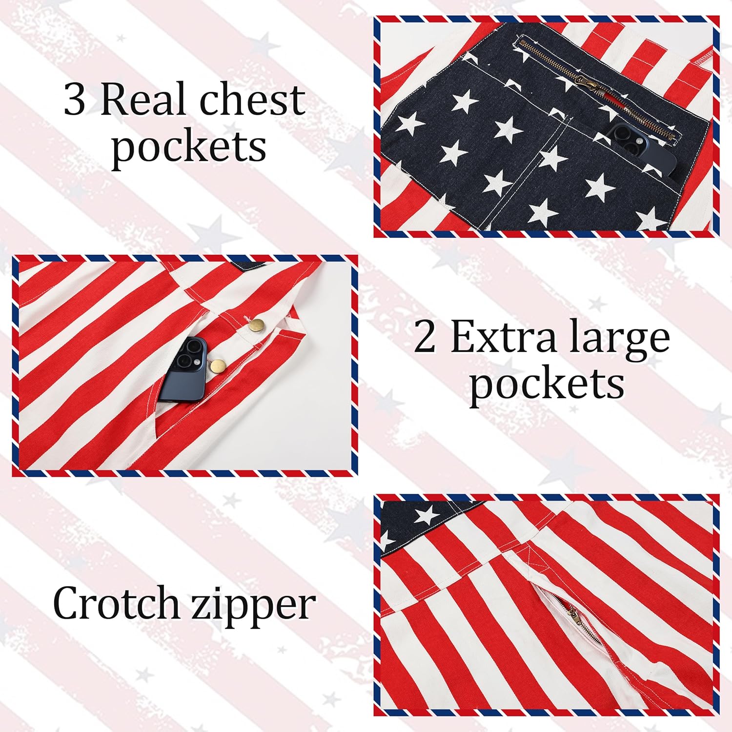 Men Overalls American Flag Overalls Checkered Overall Men Women USA Overall Game Bibs Coveralls Crotch Zipper