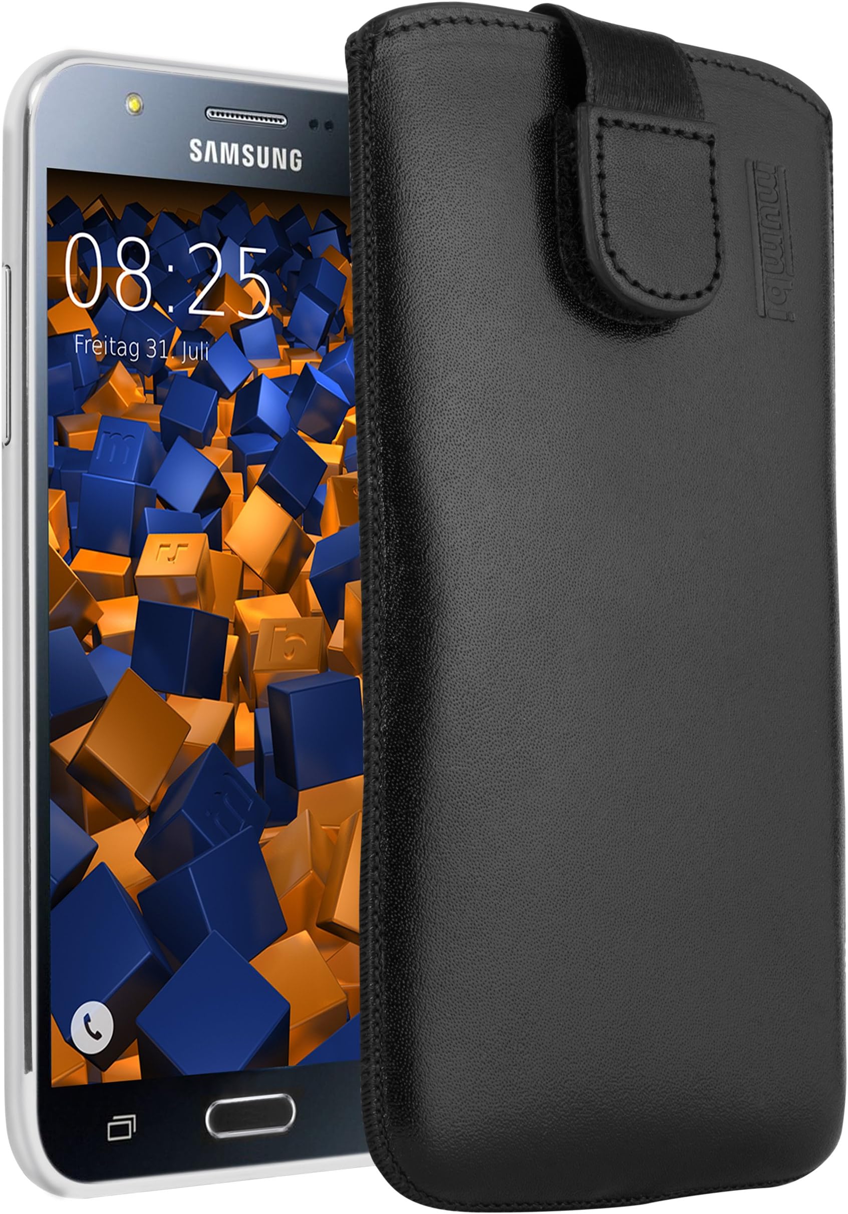 mumbi Genuine Leather Case Compatible with Samsung Galaxy A3 2016 Black