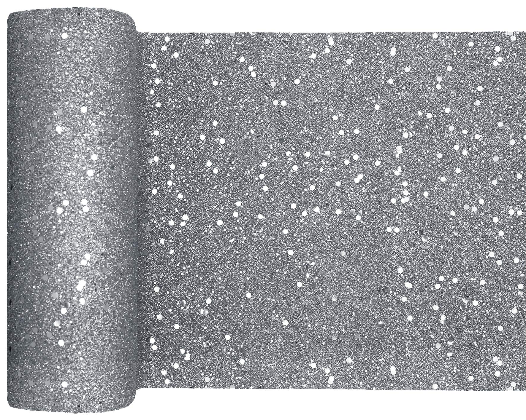 Ribbon Writer Silver Ultra Glitter Polyester Table Runner 18Cm X 5M
