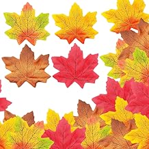200 Pcs Artificial Autumn Leaves, 4 Mixed Maple Leaf Designs, Fabric Faux Fall Leaves for Autumn Decorations, Table Scatter, Wreath Making, Crafts and Halloween Decor