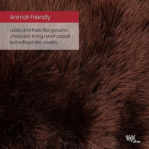 Miniatura 6 de Alfombra de piel sintética suave y sedosa, de 8 x 10 pies, color marrón, alfombra de piel de oveja, alfombra rectangular para sala de estar,