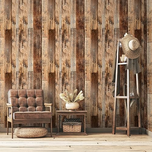 Miniatura 6 de TANONE Papel de contacto de madera para cocina, papel tapiz autoadhesivo extraíble, impermeable, papel de pared Shiplap de vinilo para armarios,