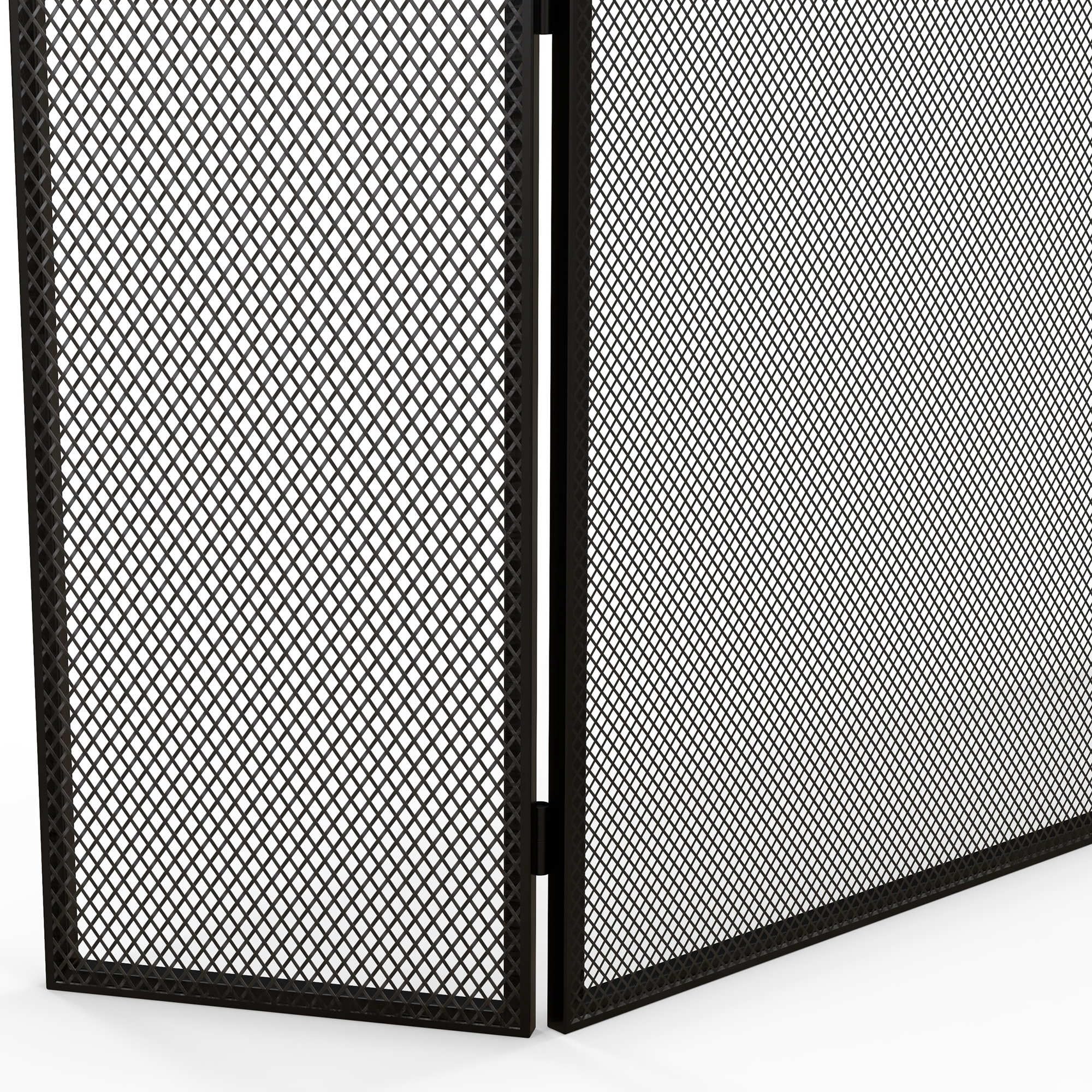 HOMCOM Salvachispas para Chimenea de 3 Paneles Protector de Chimenea Plegable con Estructura de Acero 96x62 cm Negro