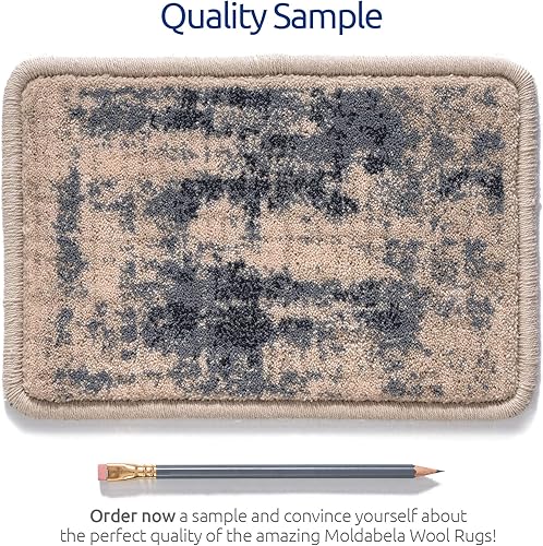 Miniatura 3 de Muestra de alfombra clásica de lana  100% natural para sala de estar y dormitorio, alfombras suaves y duraderas, resistentes y lujosas, beige