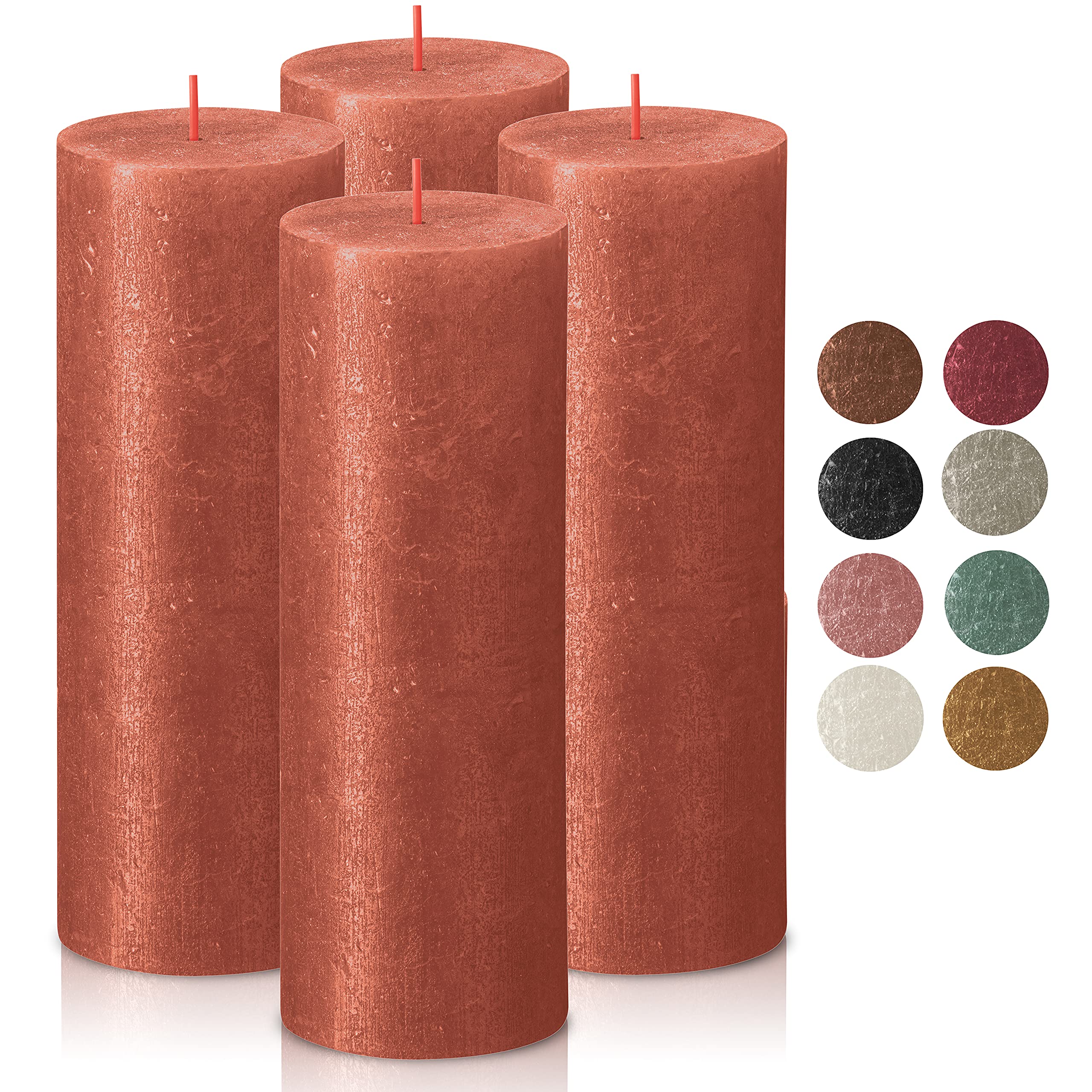 bolsius amber shimmer metallic pillar candles 6 pack - 2.75 x 7.5 inches - premium european quality - includes natural plant-based wax - unscented dripless smokeless 85 hour party décor candles