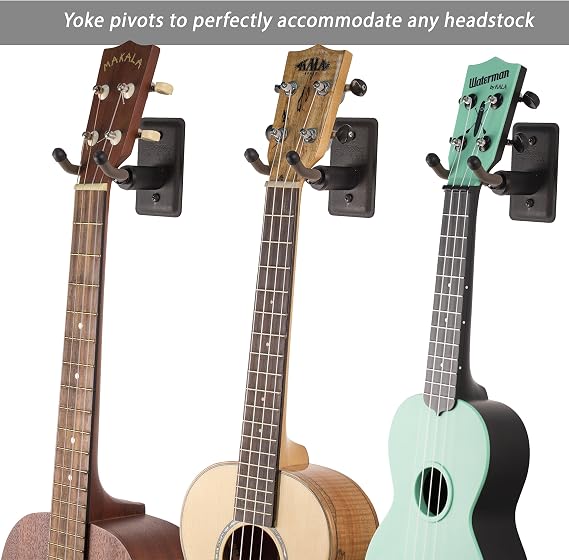 String Swing Ukulele Wall Mount Stand for Mandolin Ukele Banjo Concert Pineapple Soprano Tenor and Baritone Compatible Safety Home or Studio Accessories without Case Black CC11UK