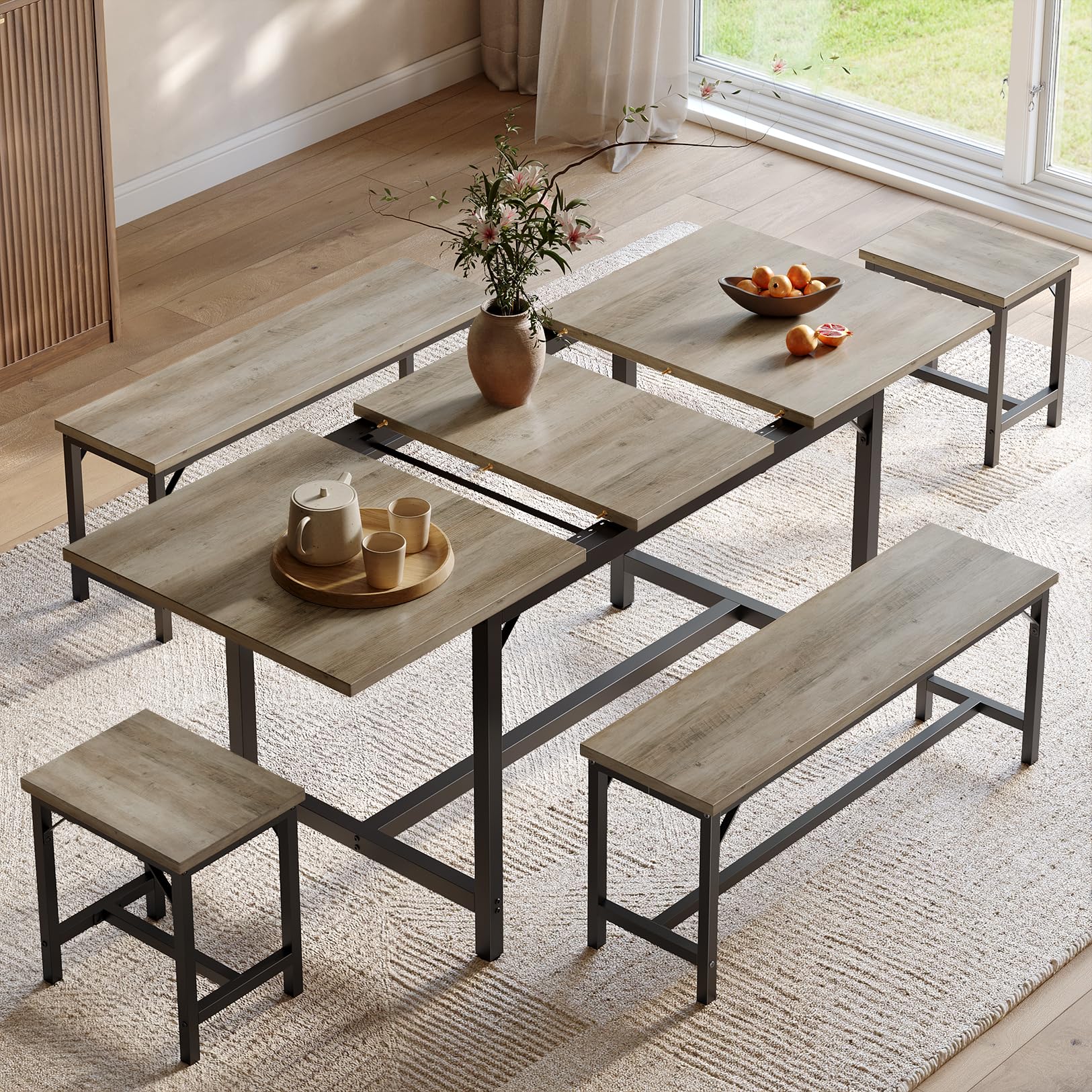 Tatub 5-Piece Extendable Dining Table Set