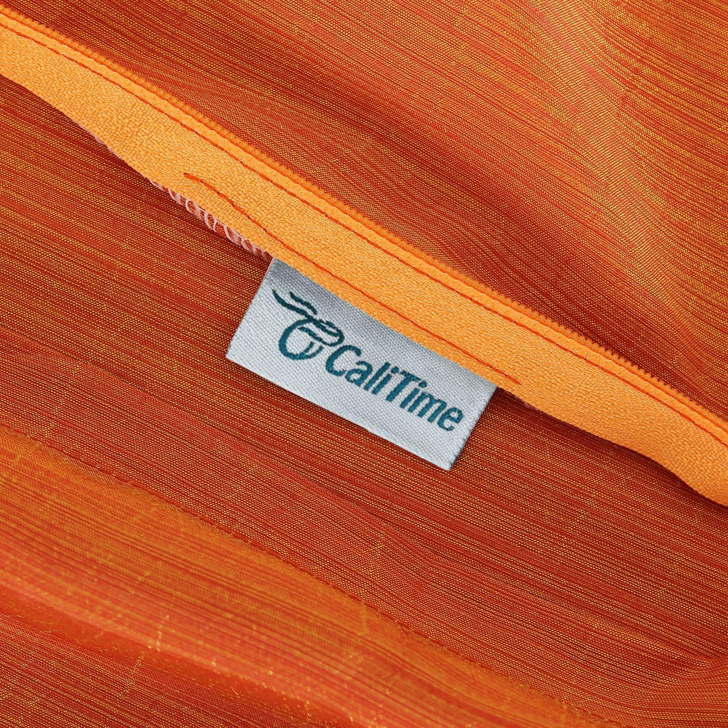 CaliTime Pack of 2 Silky Throw Pillow Covers Cases for Couch Sofa Bed Modern Light Weight Dyed Striped 18 X 18 Inches Orange