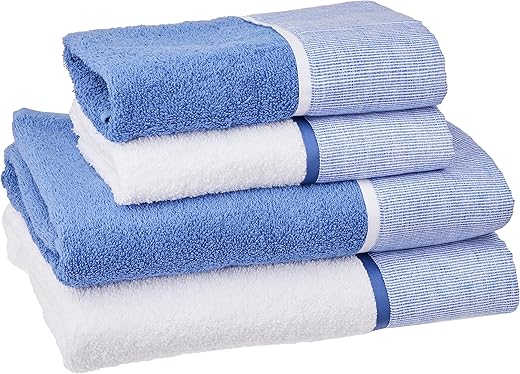 CREOLE Set di asciugamani da bagno, Riga blu, 4 unità