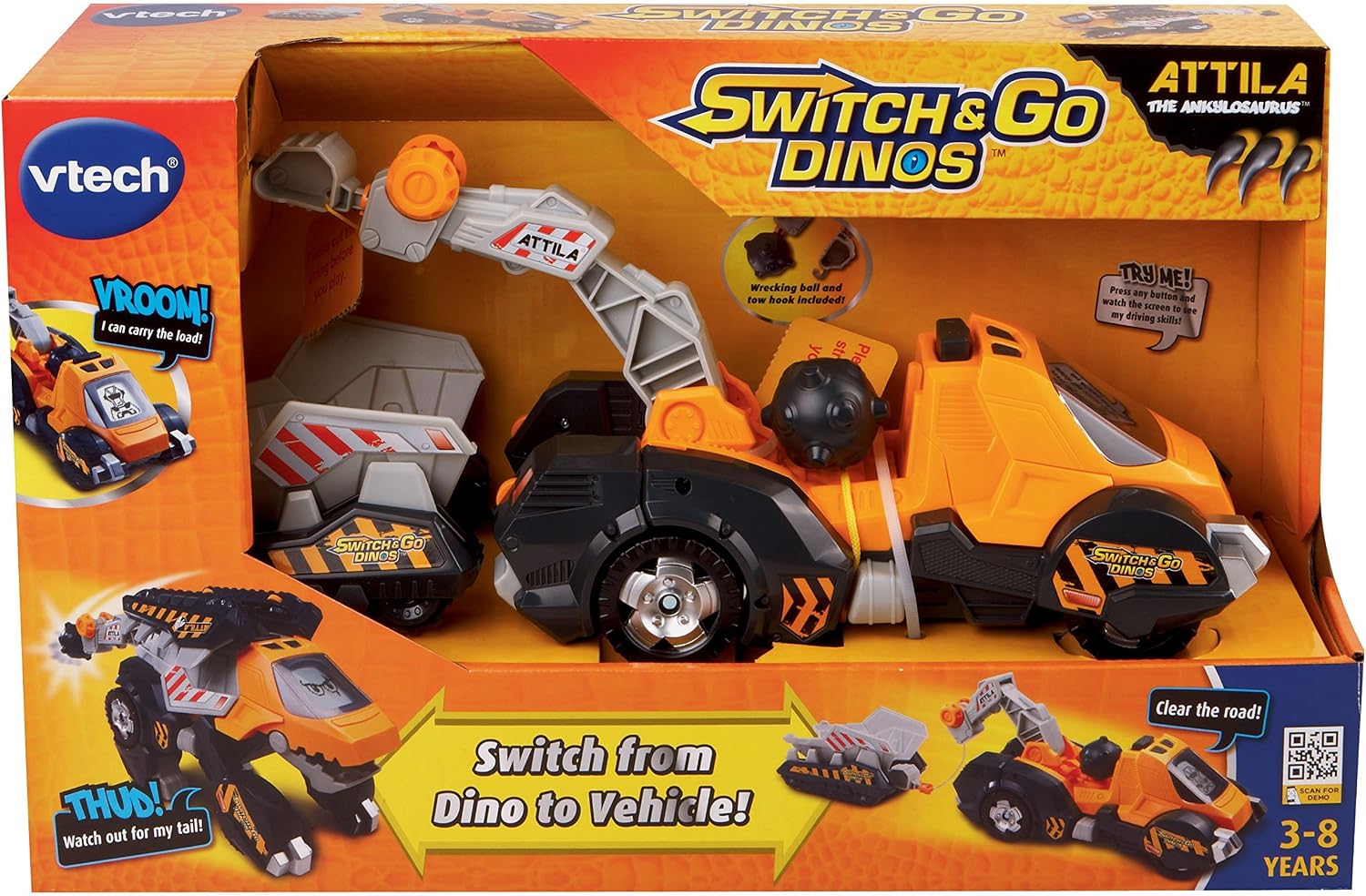 VTech Switch & Go Dinos Attila The Ankylosaurus