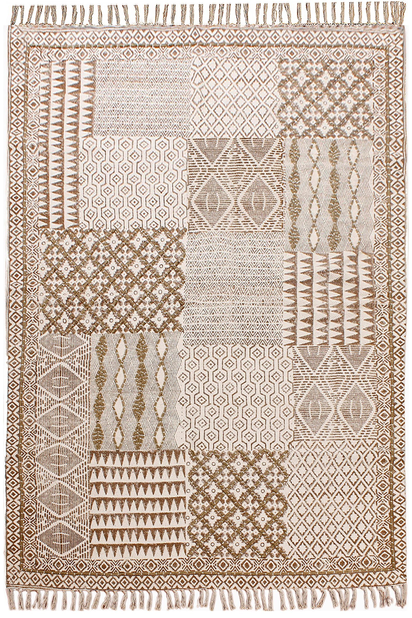 Tapis kilim lavable facile à la main en coton géométrique