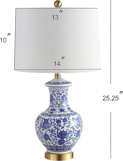 JONATHAN Y JONATHAN Y JYL1072A-SET2 Set of 2 Table Lamps Jennifer 25.25" Ceramic/Metal LED Table Lamp Cottage Bedside Desk Nightstand Lamp for Bedroom Living Room Office College Bookcase, Blue/White photo 3