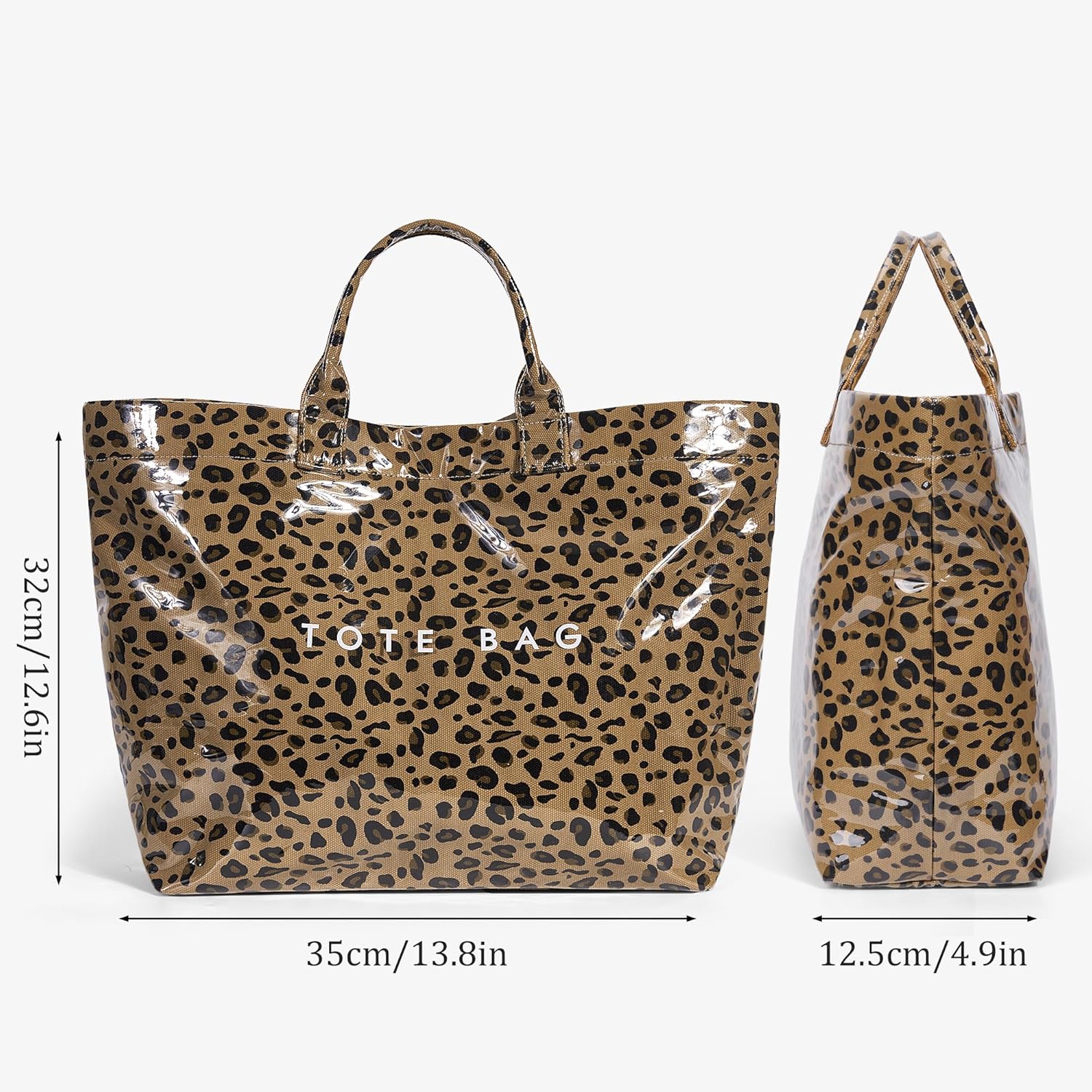 Lushandy PVC Tote Bag Women's Plastic Tote Purse Large Letters Print Hobo Handbag for Work, Beach, Gift - Image 5