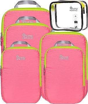 Compression Packing Cubes Set, Suitcase and Backpack Travel Organizer Bags