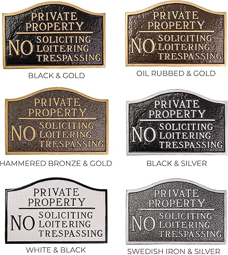 Miniatura 3 de Placa de declaración de propiedad privada No Soliciting No Loitering - Placa de visualización de pared o césped - Señal de advertencia comercial -