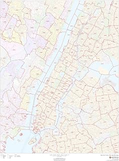 New York County, New York Zip Codes - 36" x 48" Laminated Wall Map