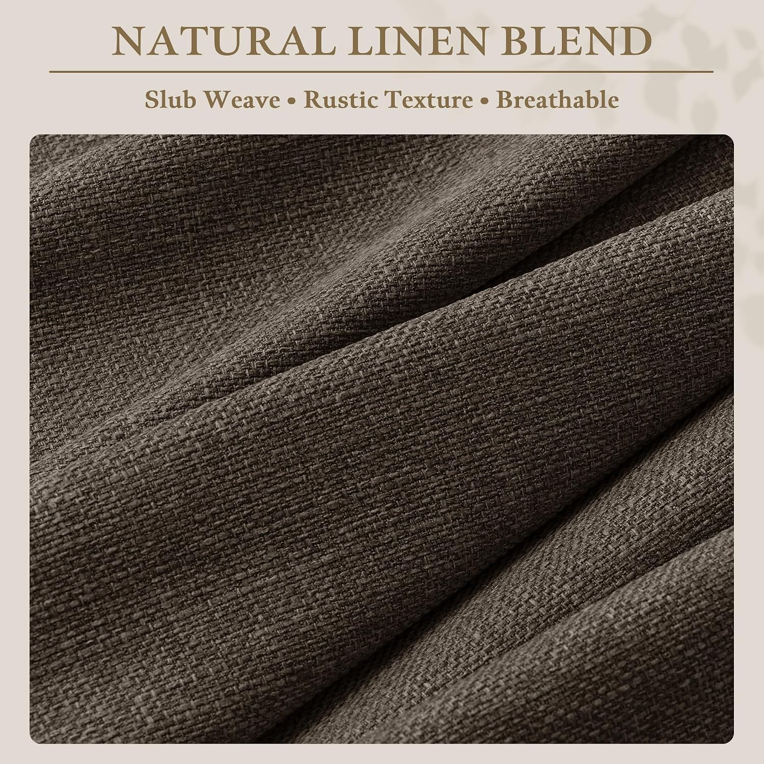 TWODRAPES Chocolate Brown Pinch Pleated 84 Inch Linen Curtains 2 Panels