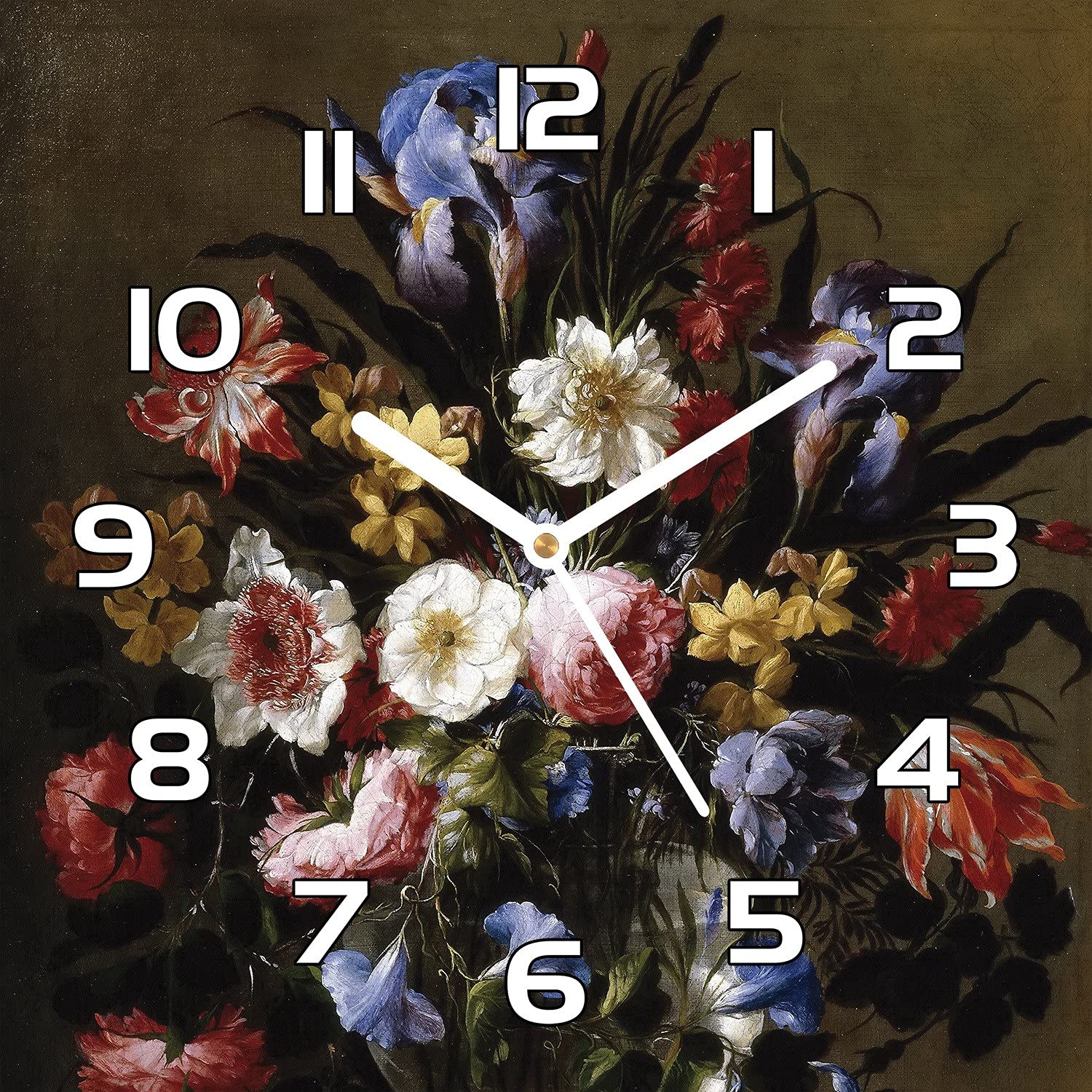 Horloge murale verre securite motif floral retro pour embellir un mur vide