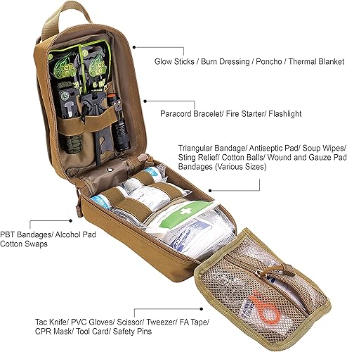Miniatura 10 de EVERLIT Kit de supervivencia de primeros auxilios IFAK EMT Molle Pouch Kit de supervivencia para equipo al aire libre, kits de emergencia, bolsa de