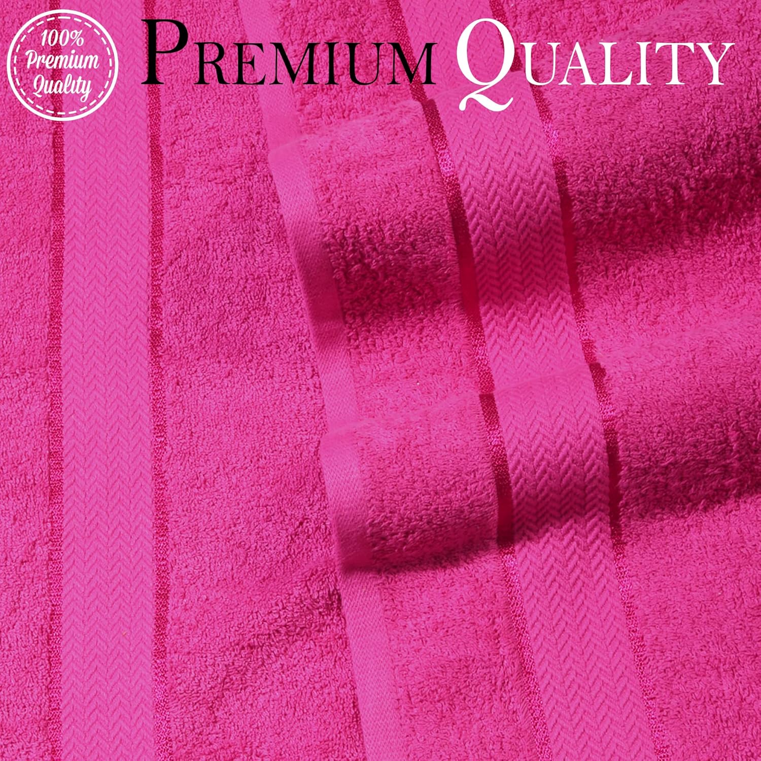 Bath Towels Set -100% Cotton - 2 Bath, 2 Hand & 2 Washcloths - Large, Thick, Fluffy, Absorbent, Quick Dry, Soft & Plush - 6 Piece Luxury Bathroom Towels - Hot Pink/Dark Pink/Fuchsia - Image 2