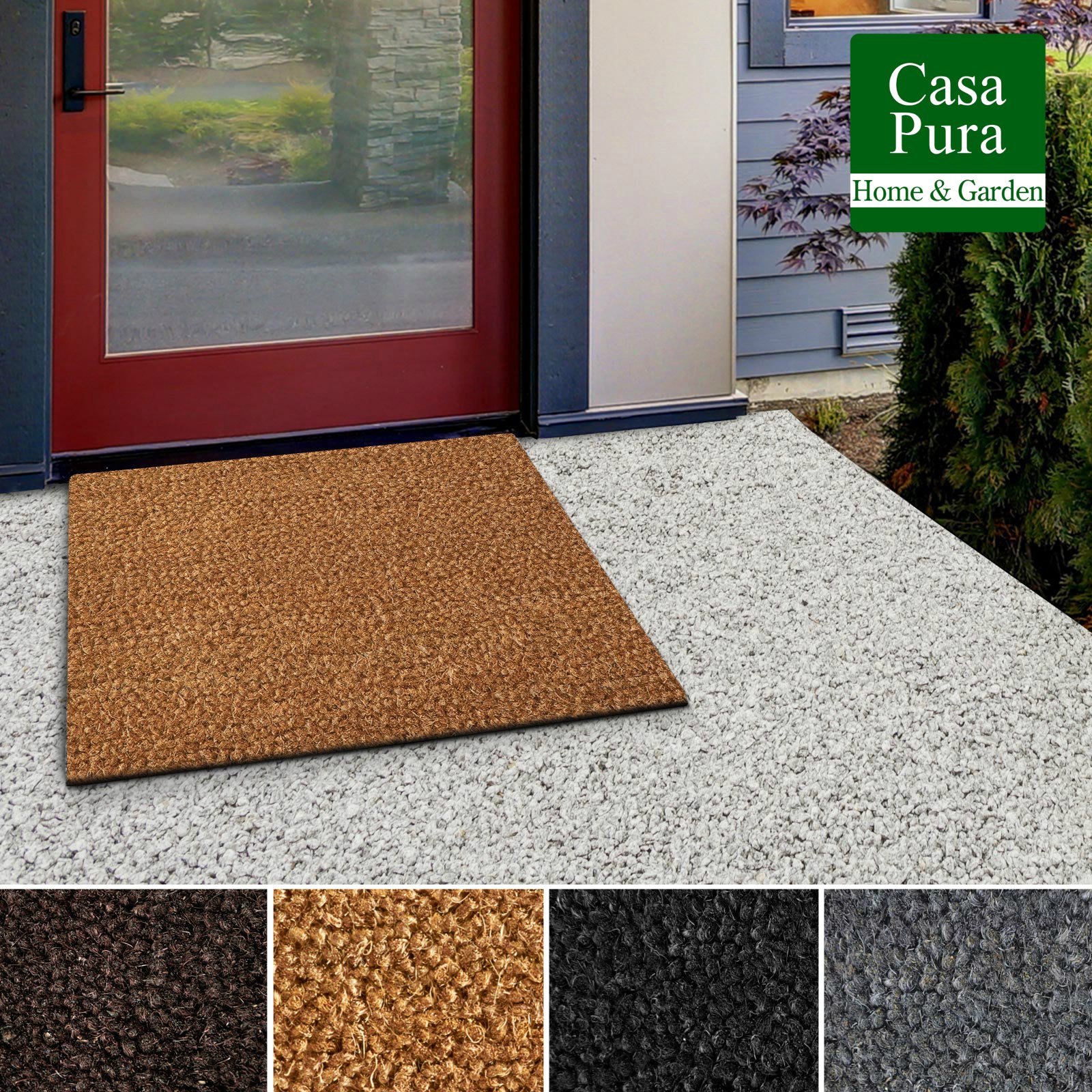 Tappetino in cocco di alta qualità tappeto in fibra naturale ottimo zerbino per interni ed esterni tappetino d'ingresso resistente e assorbente molte dimensioni spessore (Natura 17 mm, 100 x 150 cm)