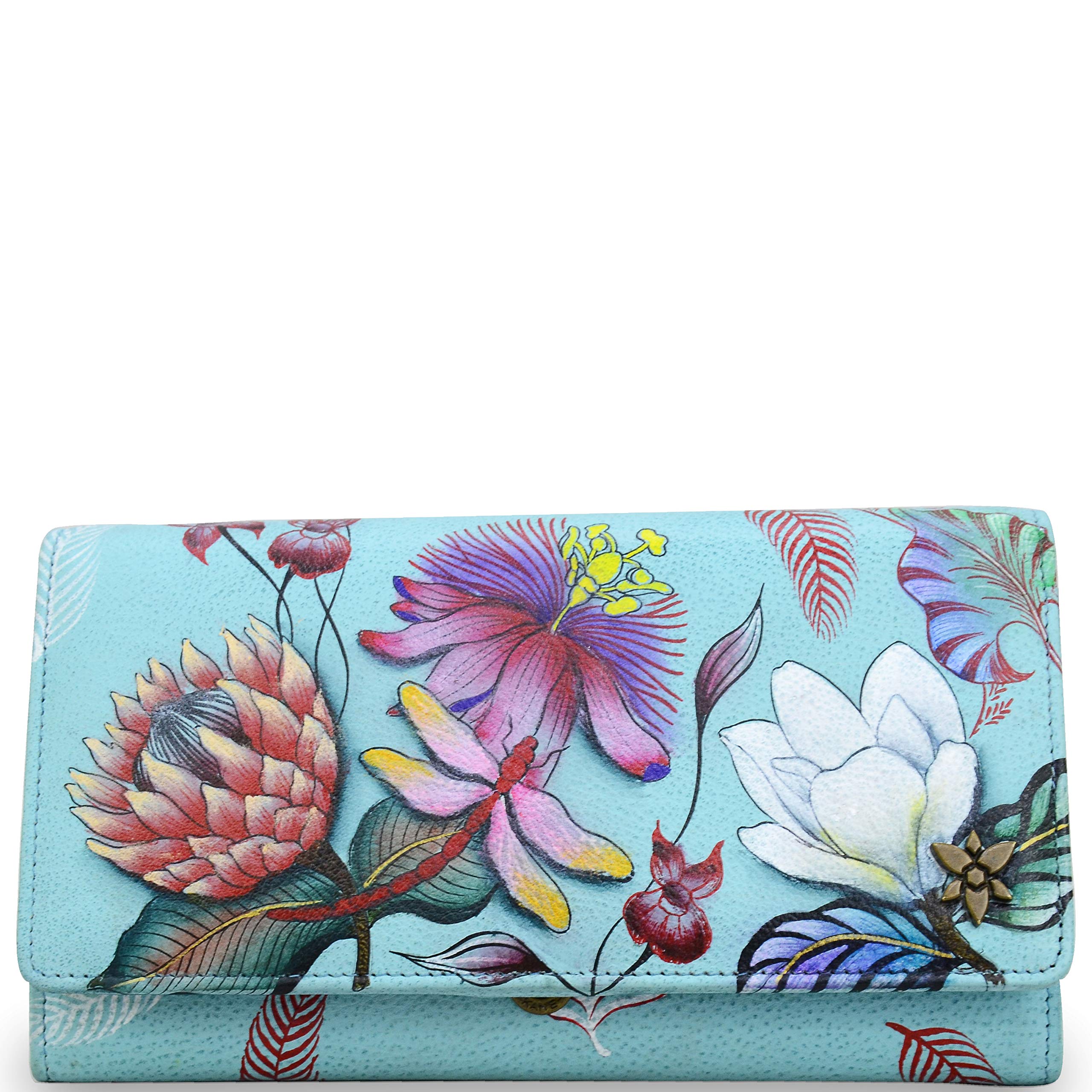 anuschka Women’s Leather Wallet – Hand-Painted Genuine Leather Wallet with RFID Protection - 1112, Jardin Bleu-picture-23